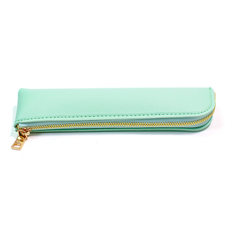 Wholesale Solid color leather large capacity pencil case